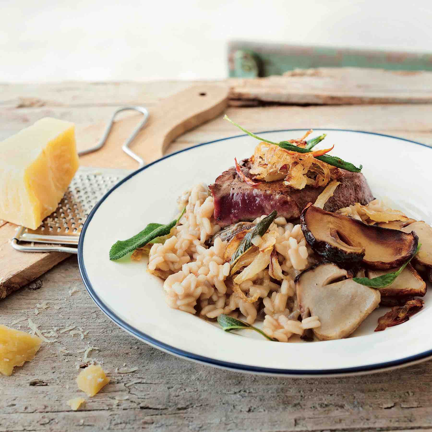 Risotto au foie de veau, bolets et Sbrinz AOP