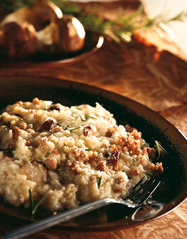 Risotto aux bolets, à la saucisse et au Sbrinz AOP