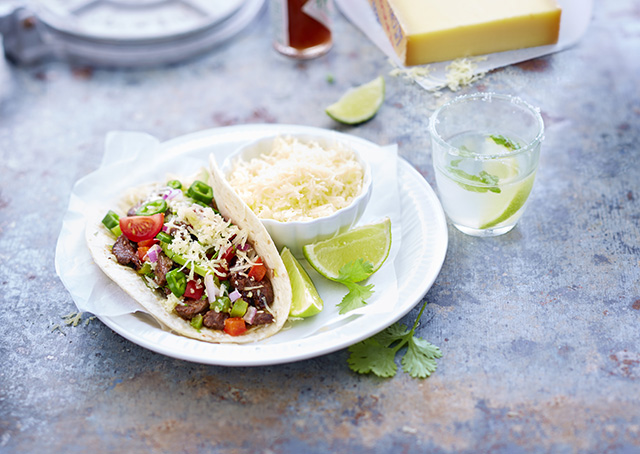 Tacos au bœuf mariné et Gruyère AOP suisse